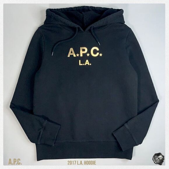 A.P.C. L.A. HOODIE IN BLACK & GOLD 2017 CAPSULE LOS ANGELES WOMEN SIZE SMALL NEW - Picture 14 of 14